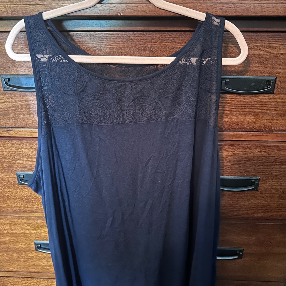 Lane Bryant Black Lace Detail Top